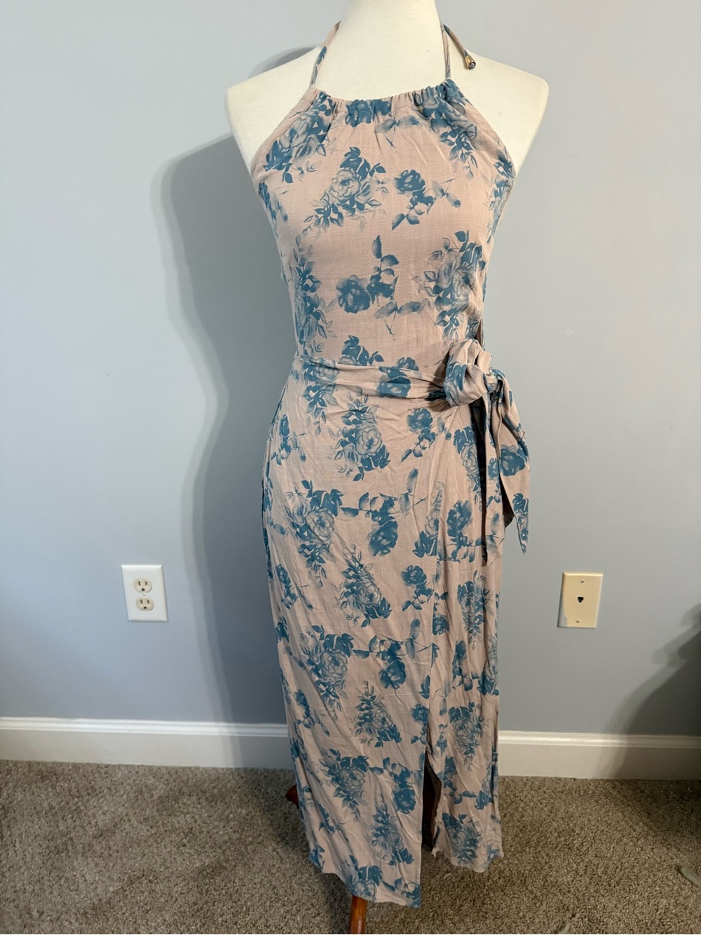 Baltic Born Blush Maxi Dress with Blue Floral Print
